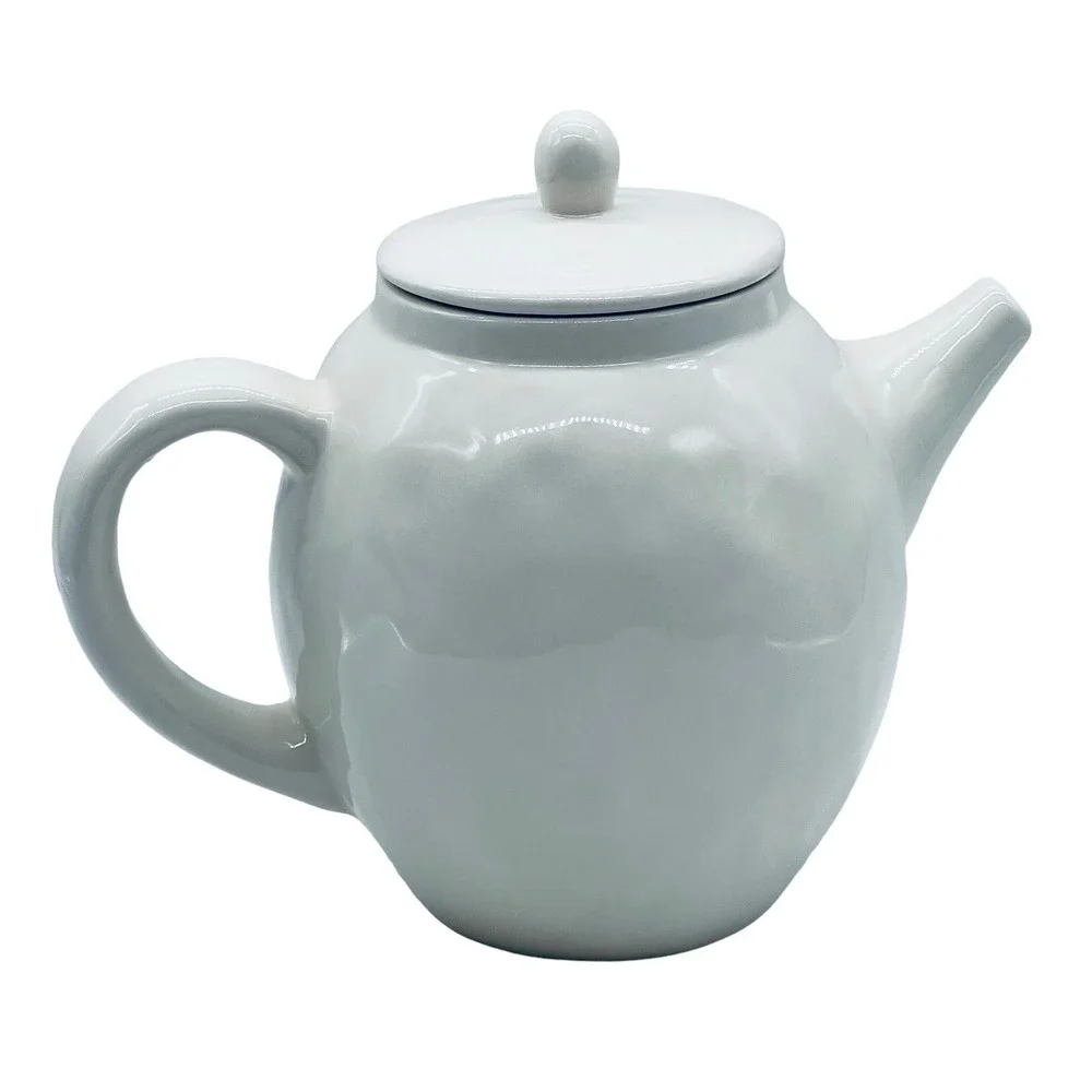 Early Rae‎ Dunn HOME Teapot Magenta M Typewriter Font Wildflowers White Black